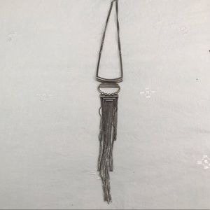 Long Silver Fringe Necklace